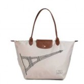 Sac Magasin Longchamp France soldes Pliage Tour Eiffel Blanc